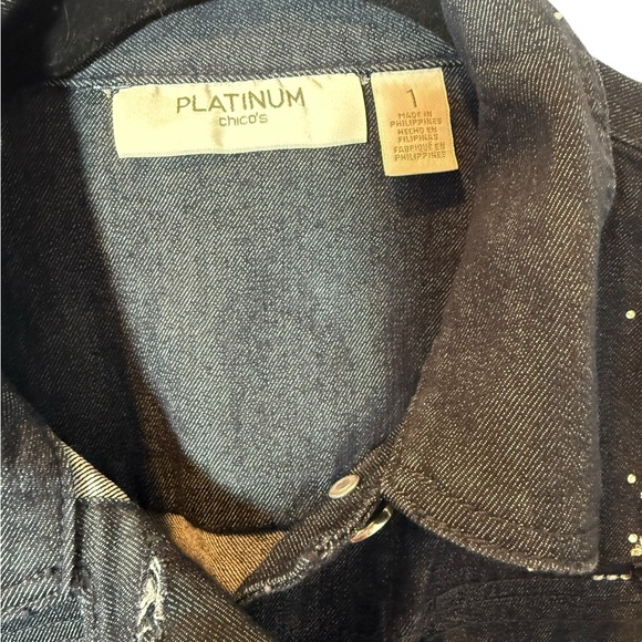 Chico’s Platinum Embellished Denim Jacket – Size 1 (M 8–10) - Picture 2 of 7
